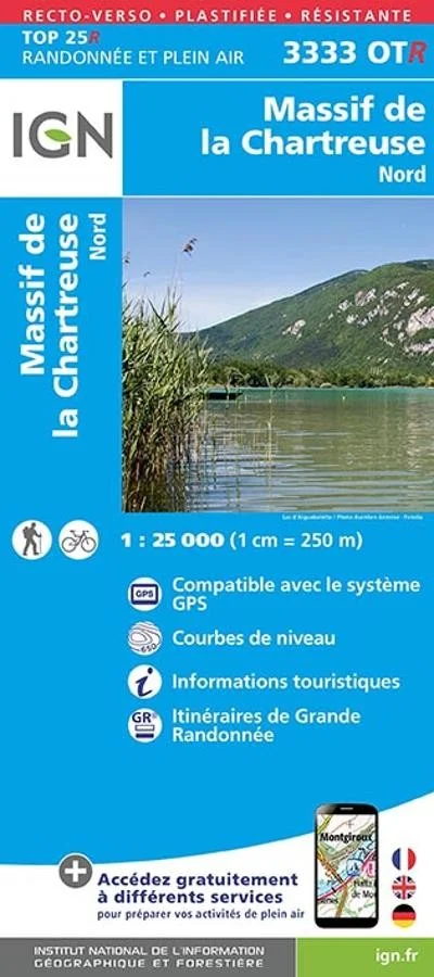 Carte IGN Massif Chartreuse Nord 3333OTR Série Top 25 Résistante