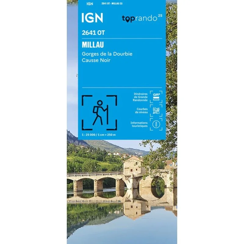 Carte IGN Millau Gorges de la Dourbie Causse Noir 2641OT Série Top 25