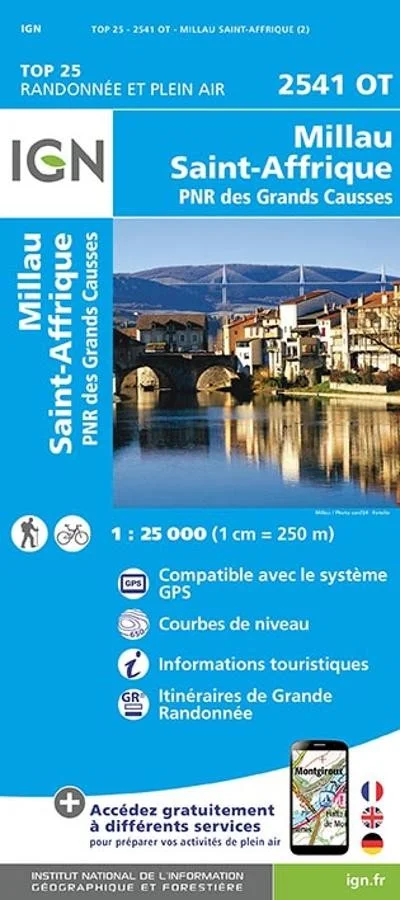 Carte IGN Millau Saint-Affrique Parc National des Grands Causses 2541OT Série Top 25