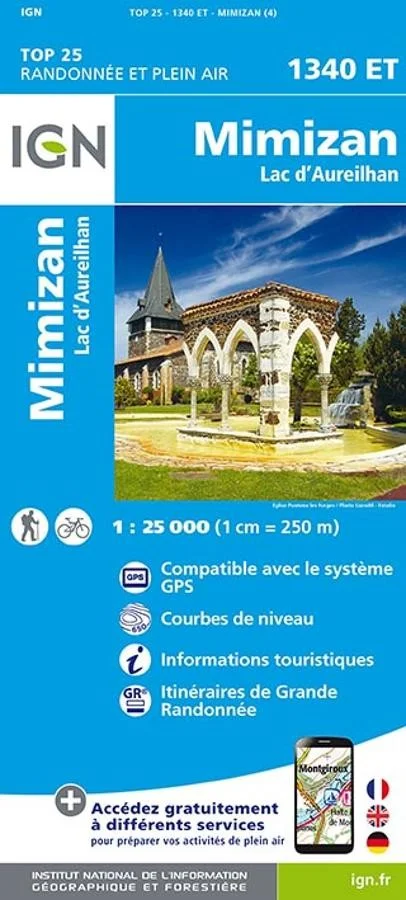 Carte IGN Mimizan Lac Aureilhan 1340ET Série Top 25