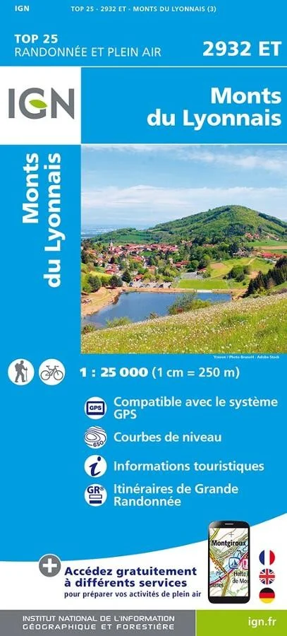 Carte IGN Mont du Lyonnais 2932ET Série Top 25