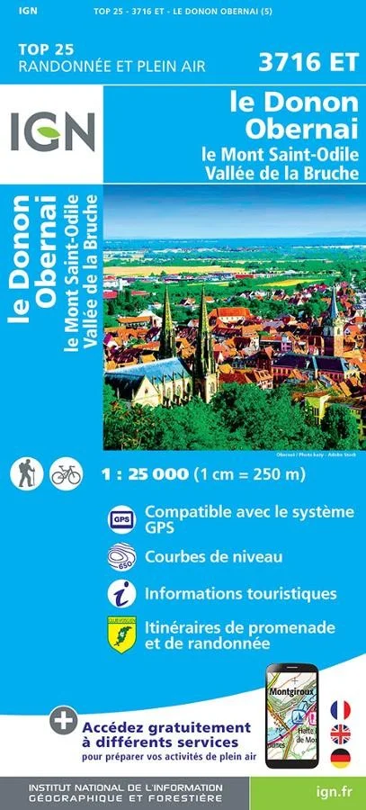 Carte IGN Mont Saint Odile Vallee de la Bruche 3716ET Série Top 25 — recto