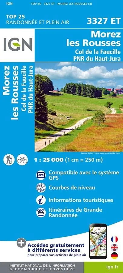 Carte IGN Morez les Rousses Col de la Faucille 3327ET Série Top 25