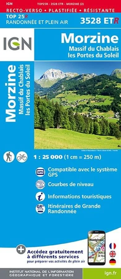 Carte IGN Morzine Massif Chablais 3528ETR Série Top 25 Résistante