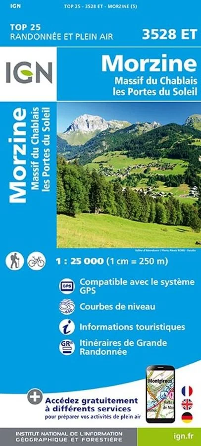 Carte IGN Morzine Massif Chablais Portes du Soleil 3528ET Série Top 25