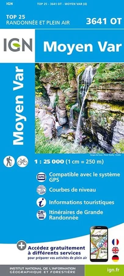 Carte IGN Moyen Var 3641OT Série Top 25