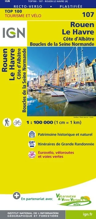 Carte IGN N° 107 Rouen Le Havre - Côte d'Albâtre