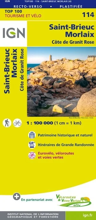 Carte IGN N° 114 Saint-Brieuc Morlaix - Côte De Granit Rose