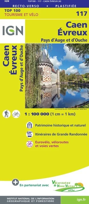 Carte IGN N° 117 Caen Evreux - Pays d'Auge Et d'Ouche