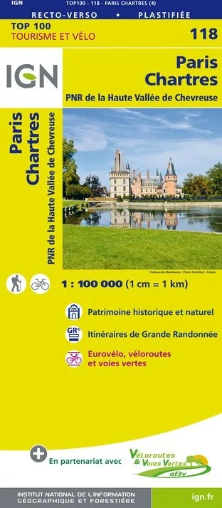 Carte IGN N° 118 Paris Chartres - PNR De La Haute Vallée De Chevreuse