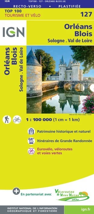 Carte IGN N° 127 Orleans Blois - Sologne Val De Loire