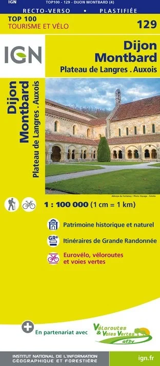 Carte IGN N° 129 Dijon Montbard - Plateau De Langres Auxois