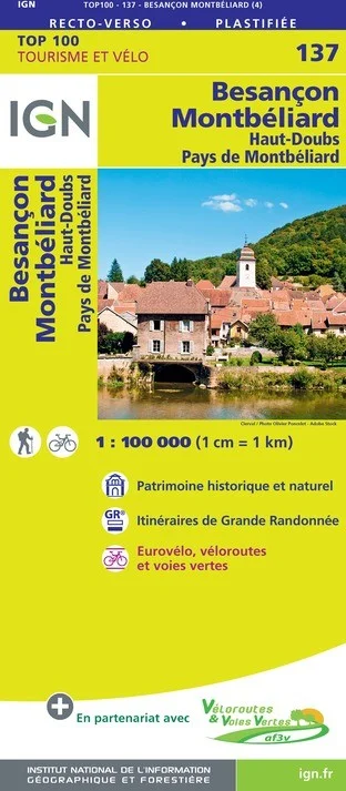 Carte IGN N° 137 Besancon Montbéliard - Haut-Doubs Pays De Montbéliard