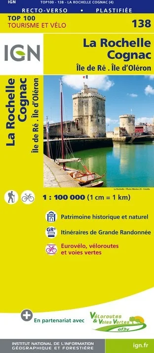 Carte IGN N° 138 La Rochelle Cognac - Ile De Ré Et Ile d'Oléron