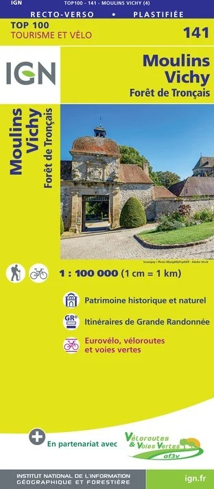 Carte IGN N° 141 Moulins Vichy - Forêt De Tronçais