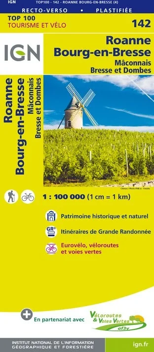 Carte IGN N° 142 Roanne Bourg-En-Bresse - Mâconnais Bresse Et Dombes