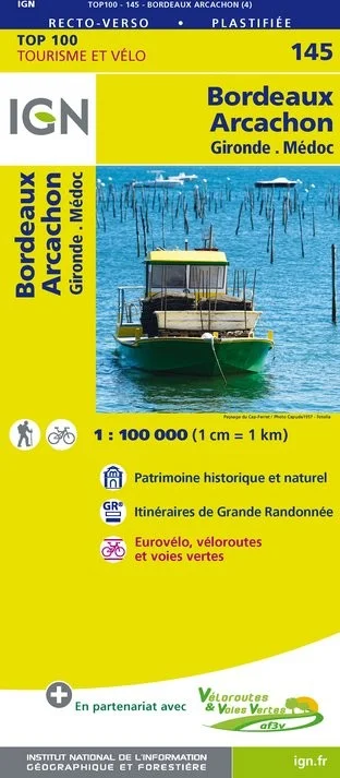 Carte IGN N° 145 Bordeaux Arcachon - Gironde Médoc