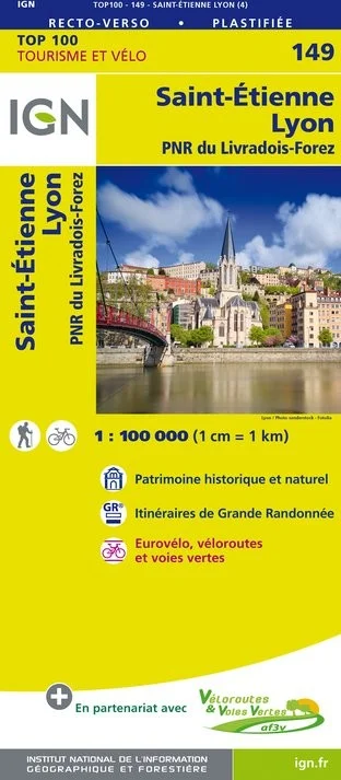 Carte IGN N° 149 Saint-Étienne Lyon - PNR Du Livradois-Forez