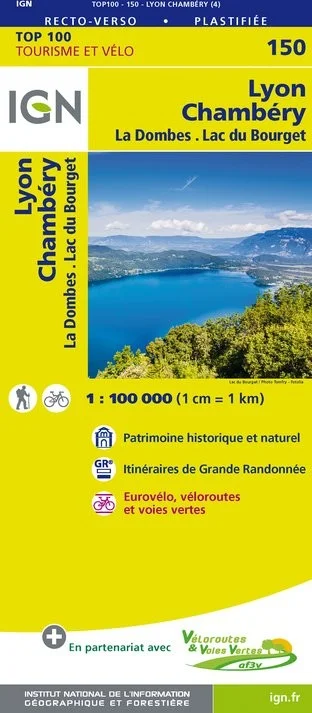 Carte IGN N° 150 Lyon Chambéry - La Dombes Lac Du Bourget