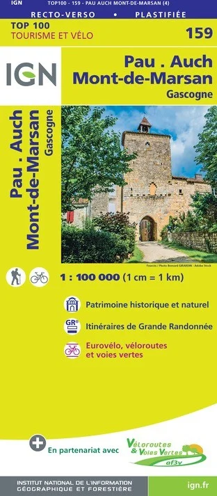 Carte IGN N° 159 Pau Auch Mont-De-Marsan - Gascogne