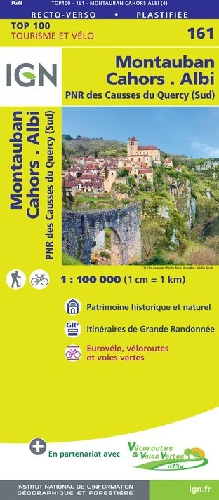 Carte IGN N° 161 Montauban Cahors Albi - PNR Des Causses Du Quercy (Sud)