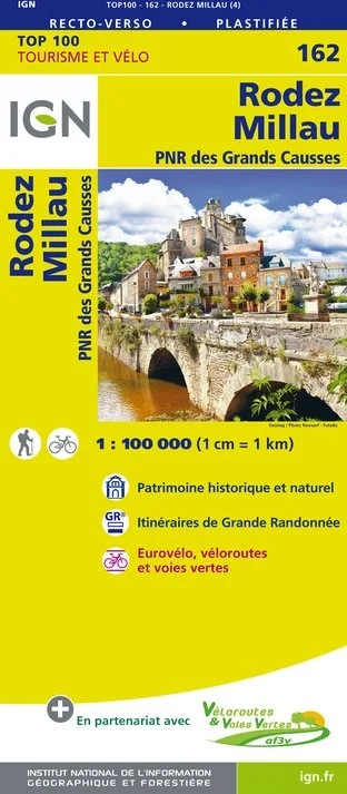 Carte IGN N° 162 Rodez Millau - PNR Des Grands Causses
