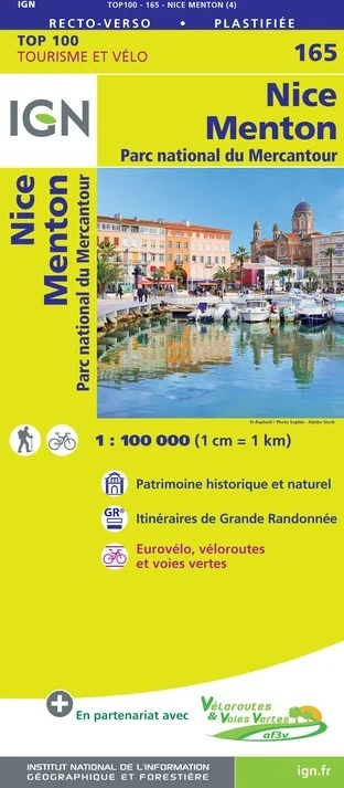 Carte IGN N° 165 Nice Menton - Parc National Du Mercantour