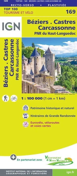 Carte IGN N° 169 Béziers Castres Carcassonne - PNR Du Haut-Languedoc