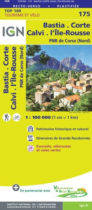 Carte IGN N° 175 Bastia Corte Calvi L'Île-Rousse - PNR De Corse (Nord)