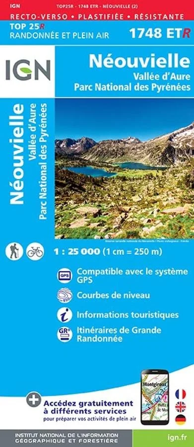 Carte IGN Neouvielle Vallee Aure 1748ETR Série Top 25 Résistante