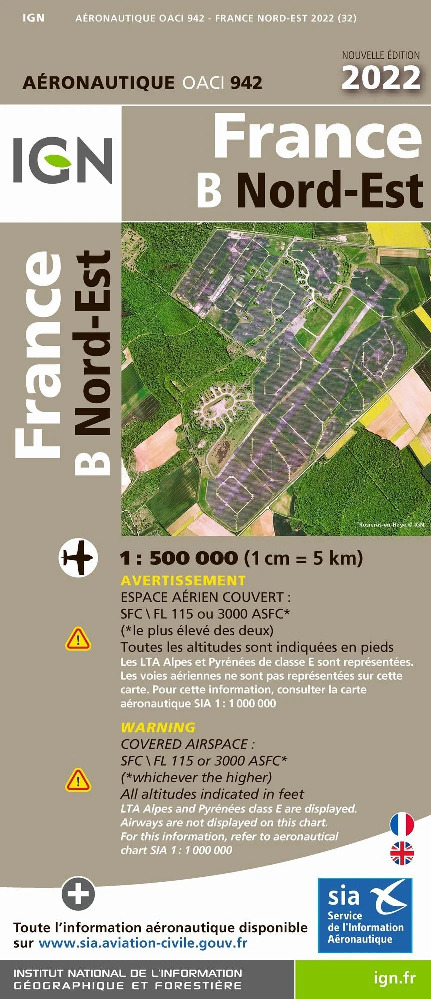 Carte IGN OACI942 - France Nord-Est 2022