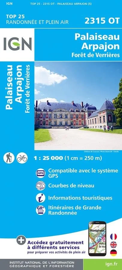 Carte IGN Palaiseau Arpajon Foret de Verrieres 2315OT Série Top 25