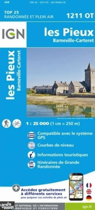 Carte IGN les Pieux Barneville Carteret 1211OT Série Top 25