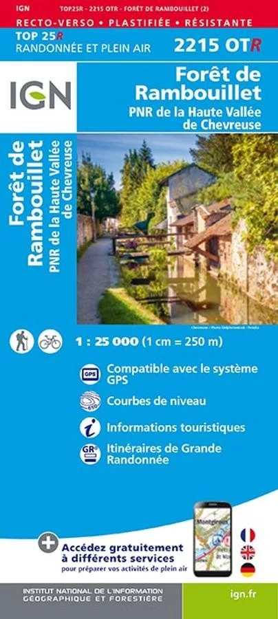 Carte IGN Rambouillet Parc Haute Vallée de Chevreuse 2215OTR Série Top 25 Résistante — recto
