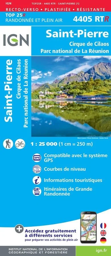 Carte IGN Reunion Saint Pierre 4405RTR Série Top 25 Résistante