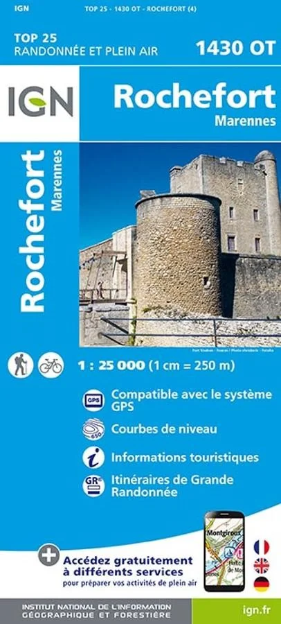 Carte IGN Rochefort Marennes 1430OT Série Top 25