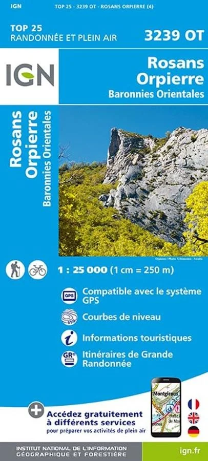 Carte IGN Rosans Orpierre Baronnies Orientales 3239OT Série Top 25