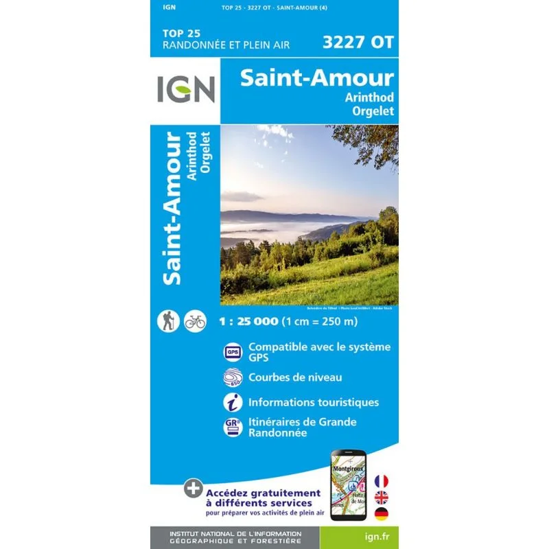 Carte IGN Saint Amour Orgelet 3227OT Série Top 25