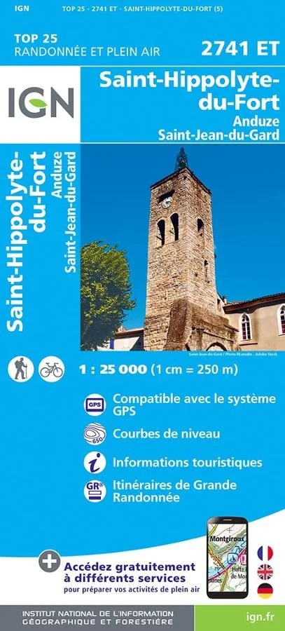 Carte IGN Saint Hippolyte du Fort 2741ET Série Top 25