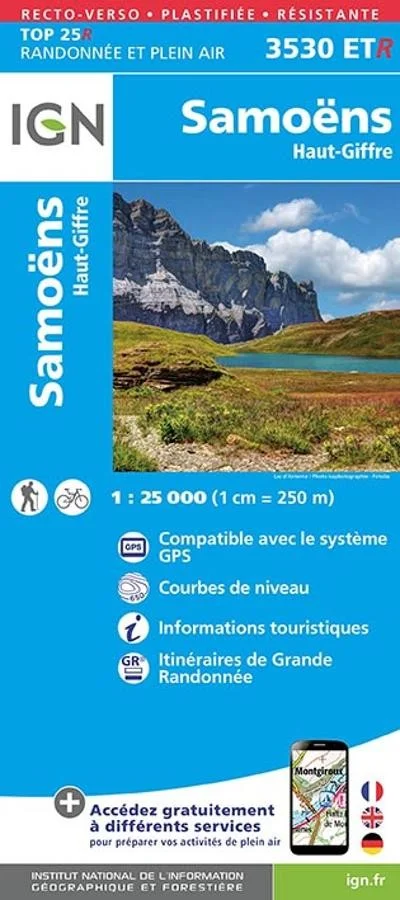 Carte IGN Samoens Haut-Giffre 3530ETR Série Top 25 Résistante
