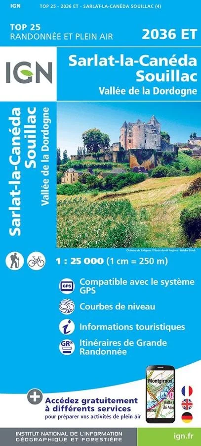 Carte IGN Sarlat Souillac 2036ET Série Top 25