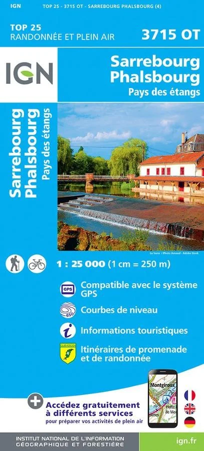 Carte IGN Sarrebourg Phalsbourg Pays des Etangs 3715OT Série Top 25