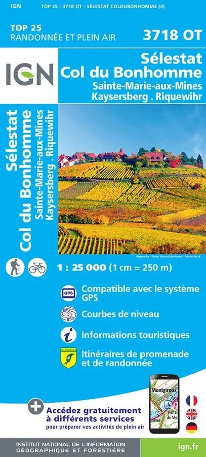 Carte IGN Sélestat Kaysersberg 3781OT Série Top 25