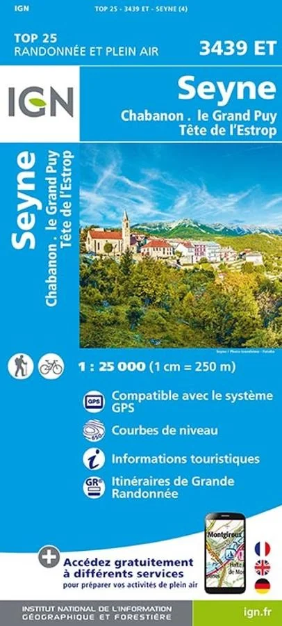 Carte IGN Seyne Chabanon Grand Puy Tête de l'Estrop 3439ET Série Top 25