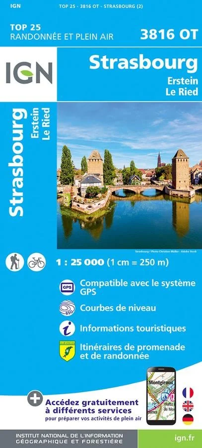 Carte IGN Strasbourg 3816OT Série Top 25