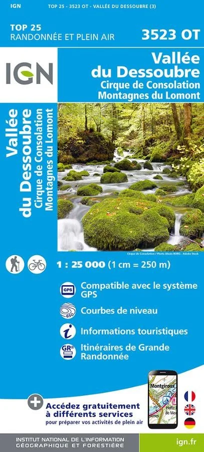 Carte IGN Vallee du Dessoubre 3523OT Série Top 25