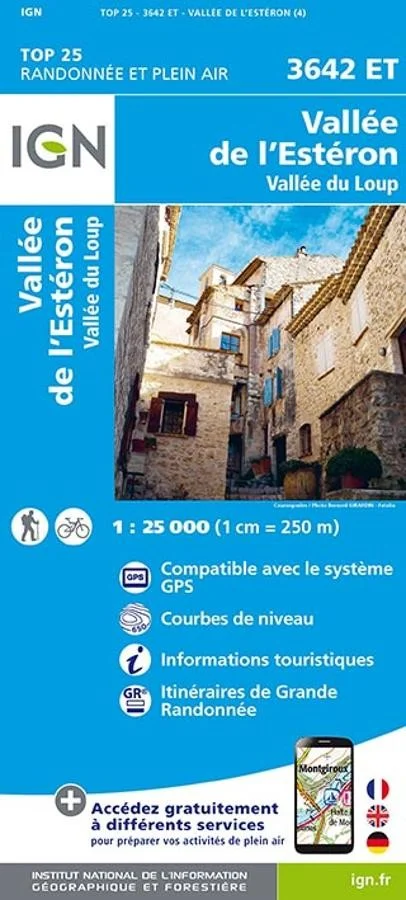 Carte IGN Vallee Esteron Vallee du Loup 3642ET Série Top 25