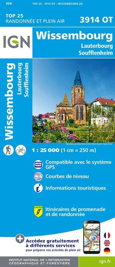 Carte IGN Wissembourg 3914OT Série Top 25