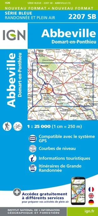 Carte Randonnée Abbeville / Domart-en-Ponthieu | Série Bleue IGN