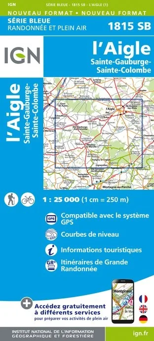 Carte Randonnée l'Aigle / Sainte-Gaubuge / Sainte-Colombe | Série Bleue IGN
